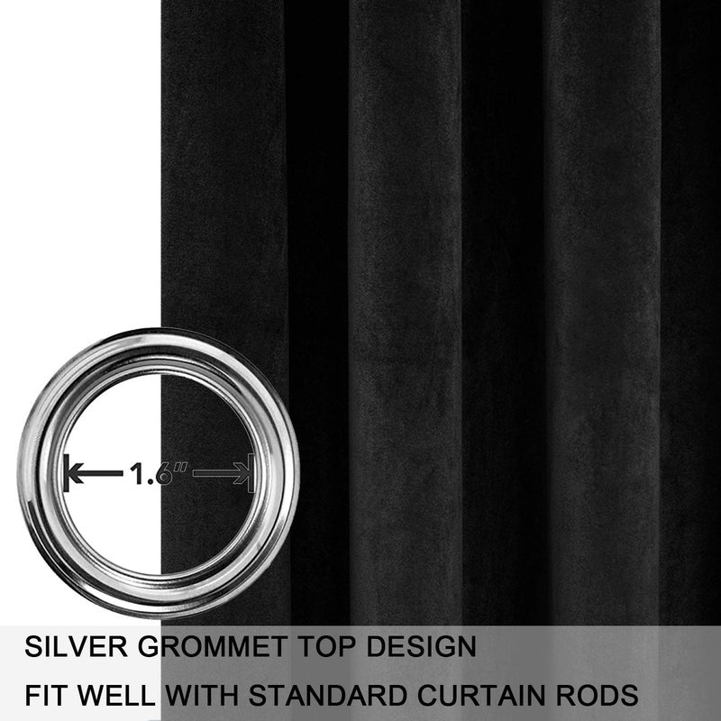 SMILETIME Black 96 in Long Velvet Curtains with Grommet, Thermal Insulated Super Soft Privacy Noise Reducing Light Filtering Velvet Curtains for Living Room, 2 Panels, Each 52 x 96 inches Long - Image 3